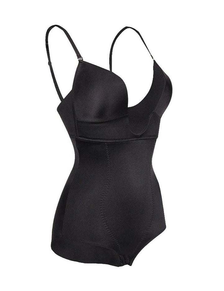 Wholesale Flatten Tummy Black Bodysuit Elastic Shapewear Front U Style