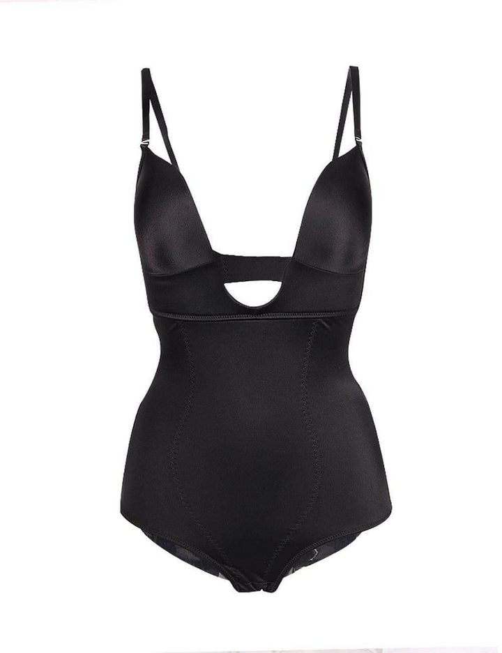 Wholesale Flatten Tummy Black Bodysuit Elastic Shapewear Front U Style