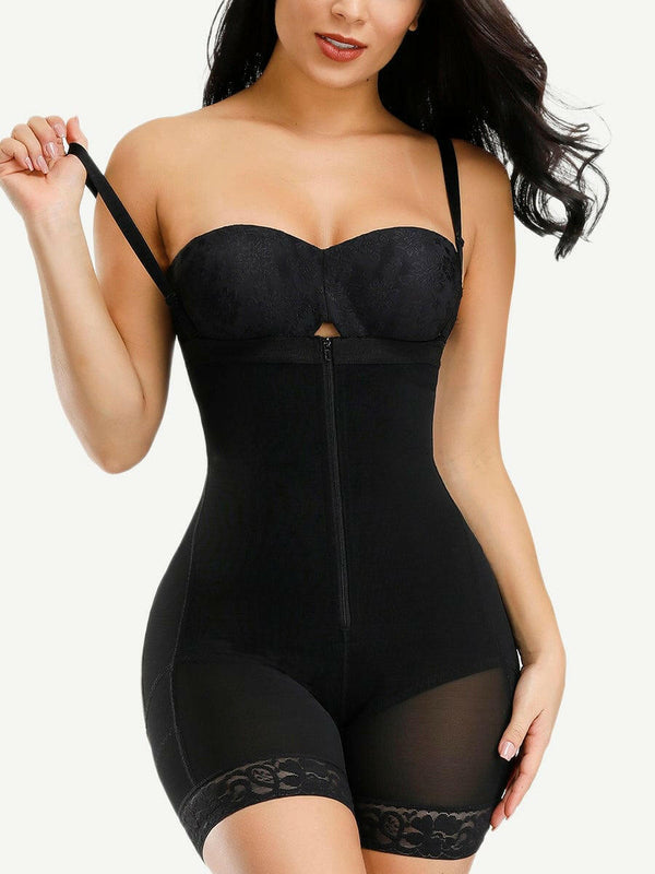 Wholesale Detachable Straps Full Body Shaper Zipper Fajas Abdominal Control