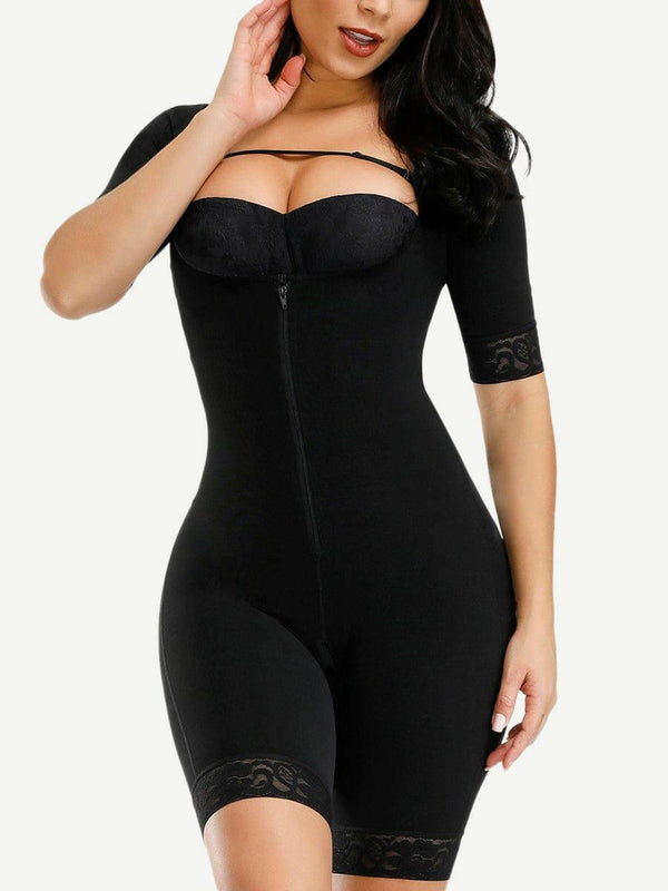 Wholesale Natural Color Lace Full Body Shaper Zipper Open Crotch Slim