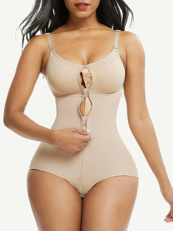 Wholesale Large Size Full Body Shaper Fajas Front Zipper Smooth Abdomen